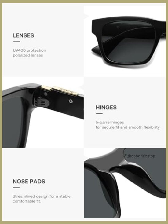 Trendy Polarized Square Sunglasses UV400 Retro 70s 80s 90s Shades